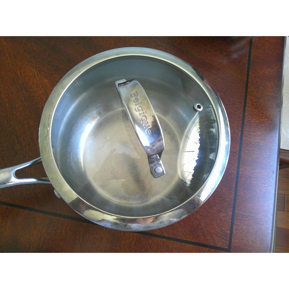 Belgique 3 Quart Stainless Steel Saucepan with Measuring Lines  and Glass Lid